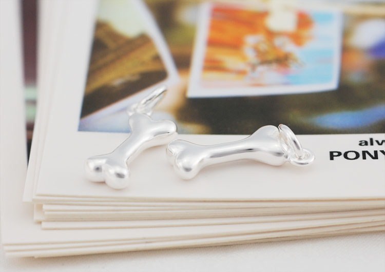 Sterling Silver Tiny Bone Charm Pendant S925 Finding