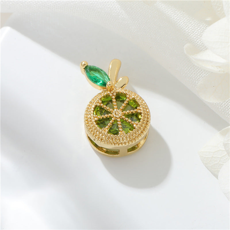 2 pendentif à breloque papillon carotte orange floral strass embelli 14K GF