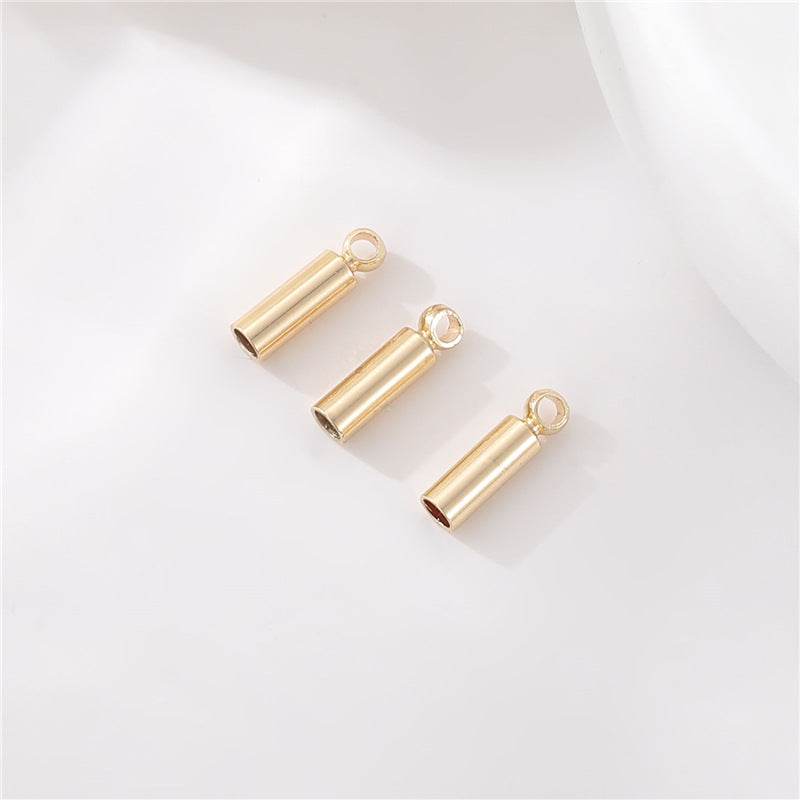 10 minuscules clips en cuir fin à bout de cordon rond 14K GF