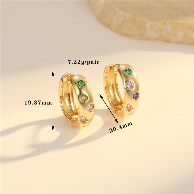 Boucles d'oreilles créoles à grille 4 étoiles ornées de strass 14K GF