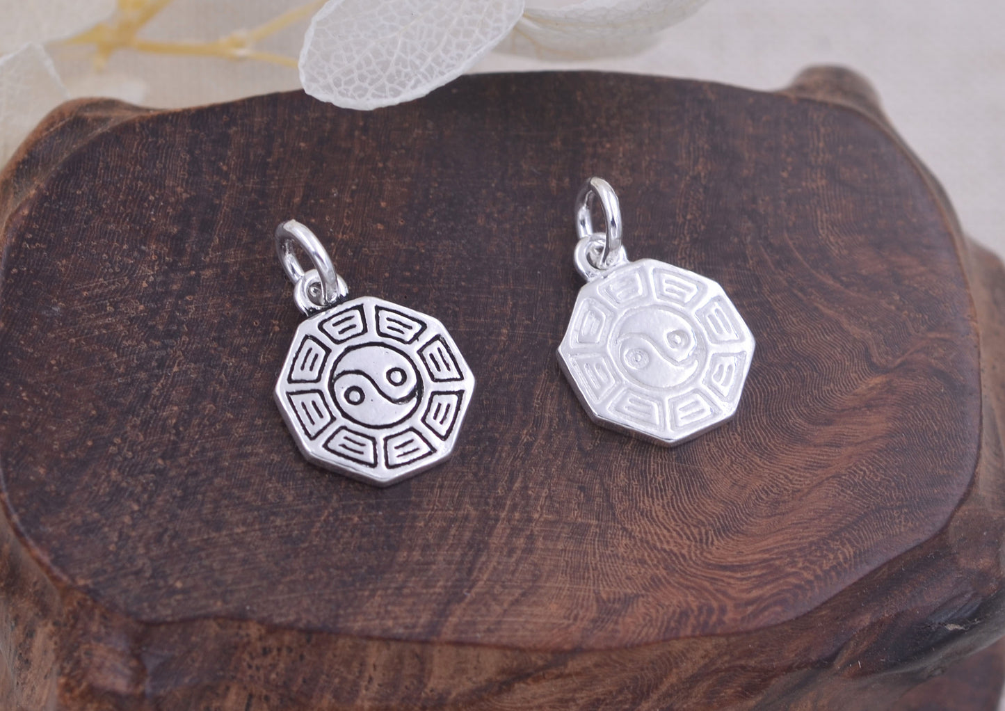 Sterling Silver Taiji Gossip Charm Pendant S925 Finding