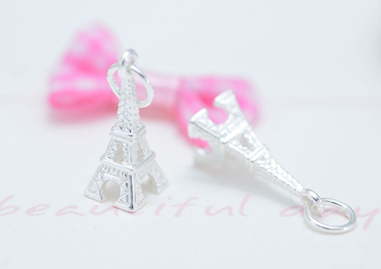 Sterling Silver Tiny Tower Charm Pendant S925 Finding