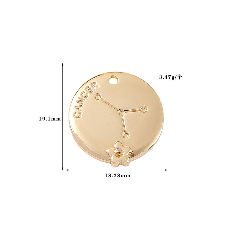 2 Round Zodiac Piece Charm Pendant 14K GF