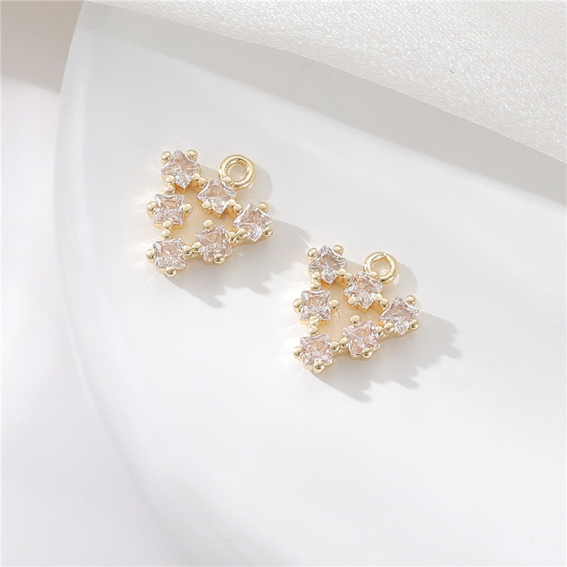 2 pendentifs à breloque florale creuse ornés de strass 14K GF