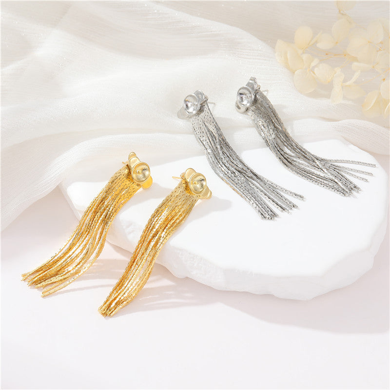 4 Ohrstecker mit Schlangenkette, 14 K GF, halbgebohrte Perlen, Rohling