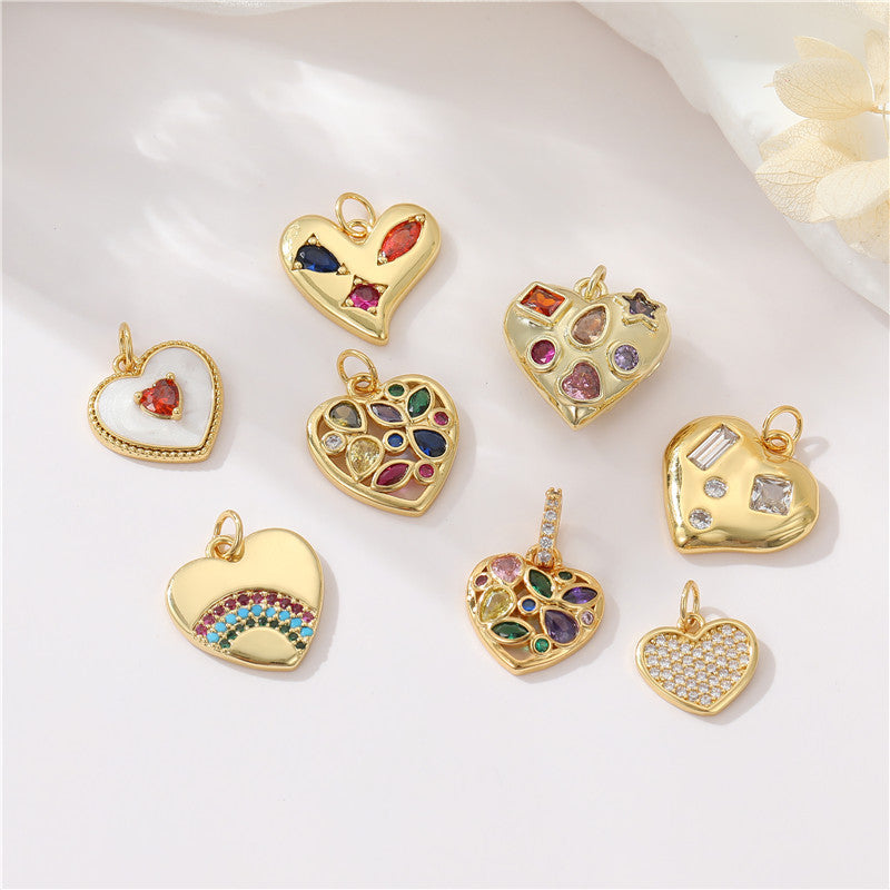 Pendentif à breloque 2 cœurs orné de strass 14K GF