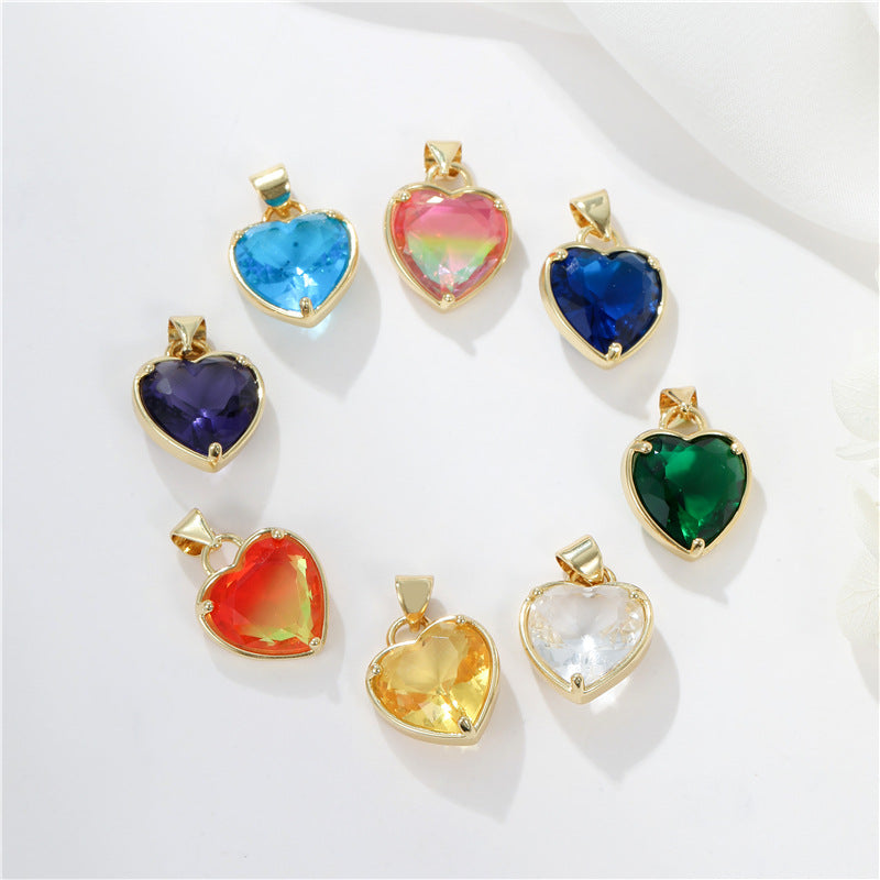 Pendentif à breloque 2 cœurs orné de strass 14K GF