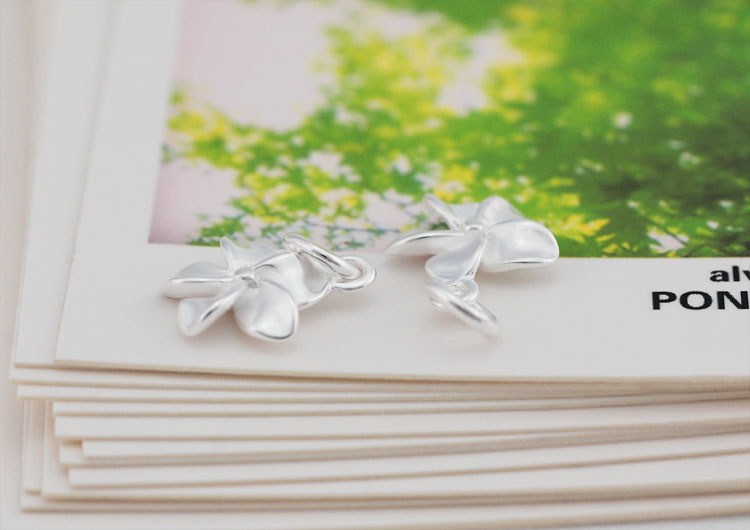 Sterling Silver Tiny Floral Charm Pendant S925 Finding