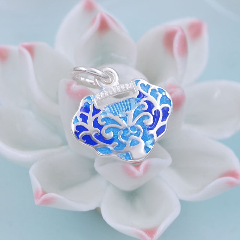 Pendentif à breloque de longévité en émail époxy en argent sterling S925