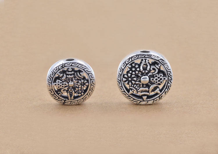 Sterling Silver Floral Bead S925 Finding