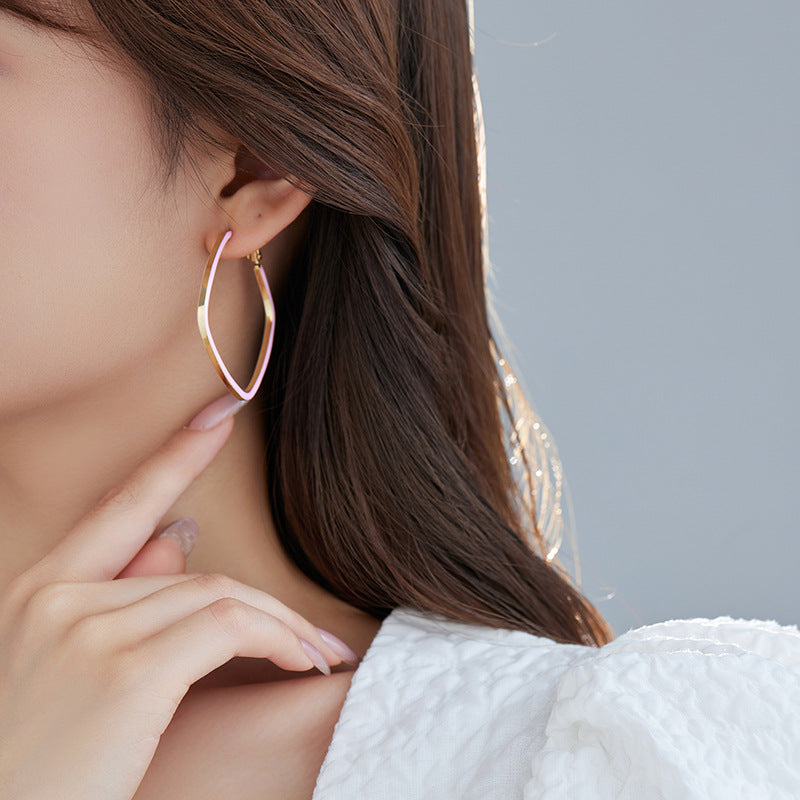 4 Square Circle Hoop Earrings Enamel Epoxy 14K GF Earing