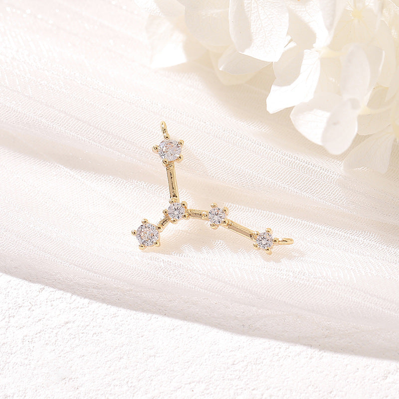 Pendentif à breloque zodiaque 2 étoiles orné de strass 14K GF