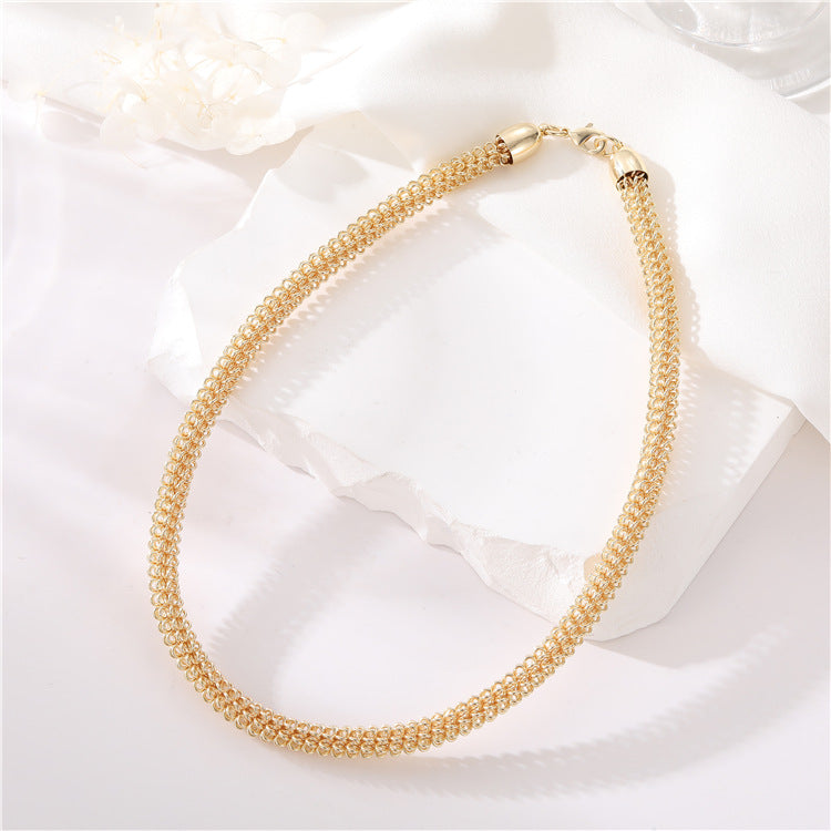 Collier 2 chaînes serpent 14K GF ras du cou