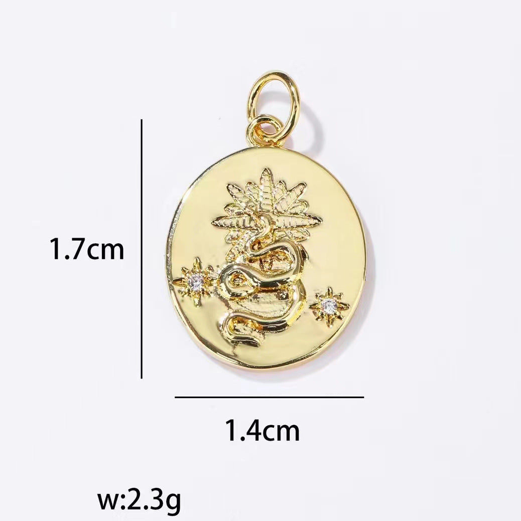 2 Tiny Scorpion Snake Bee Shell Charm Pendant Rhinestone Embellished 14K GF