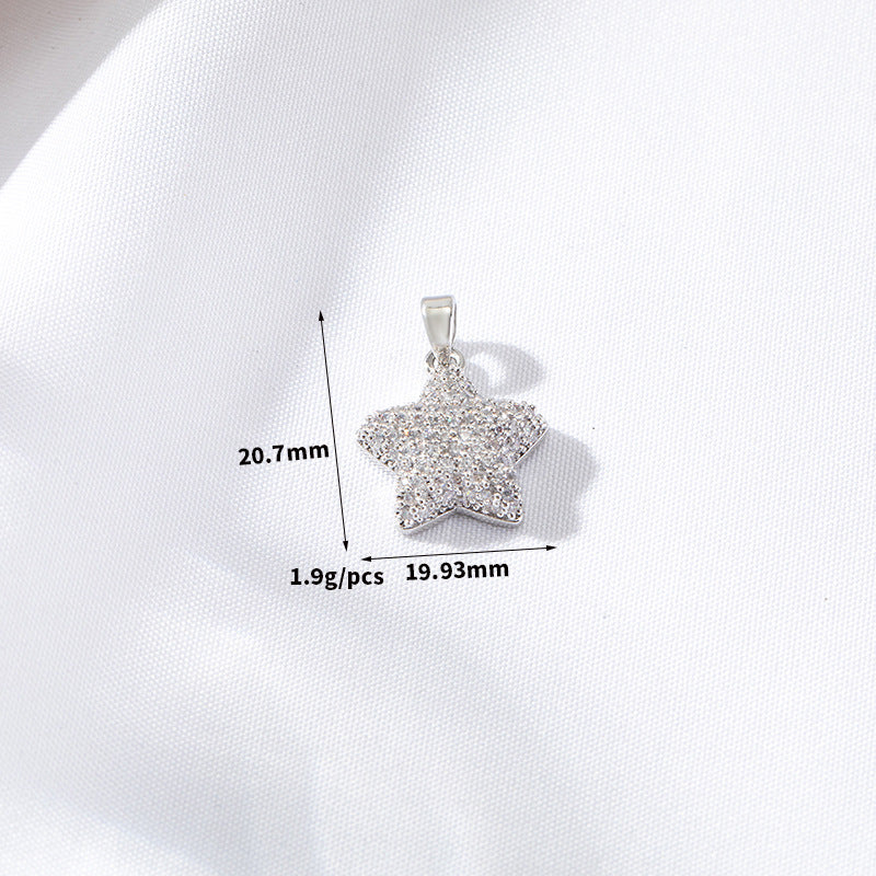 Pendentif à breloque 2 étoiles orné de strass 14K GF