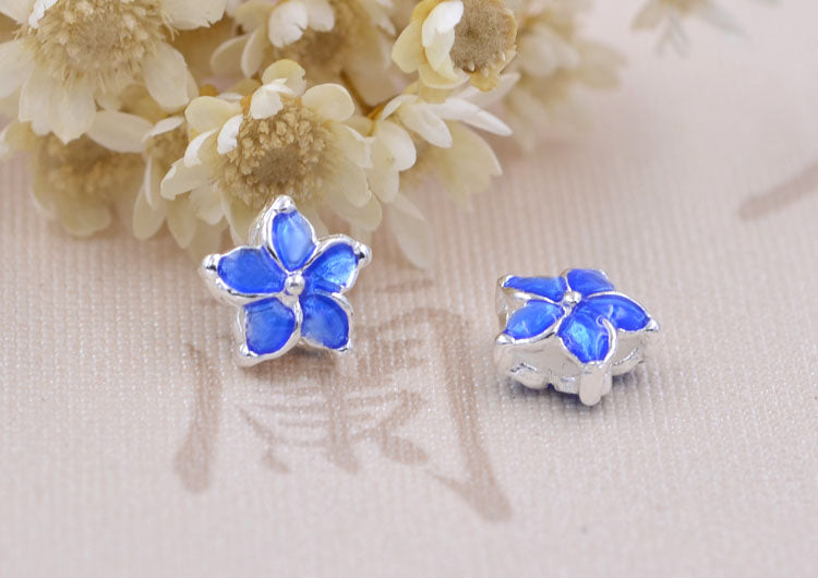 Argent sterling émail époxy plat perle florale entretoise S925 trouver