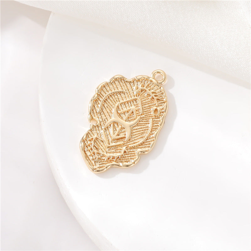 2 pendentifs à breloques en forme d'abeille et de feuilles rondes creuses 14K GF