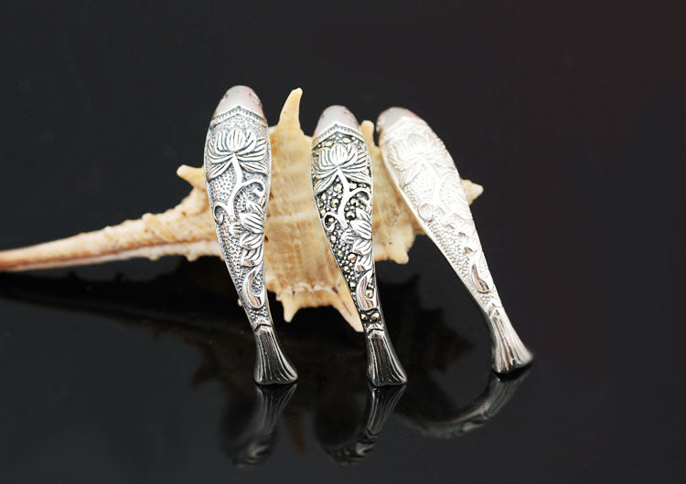 Sterling Silver Rhinestone Bent Fish Pipe Bead Spacer S925 Finding