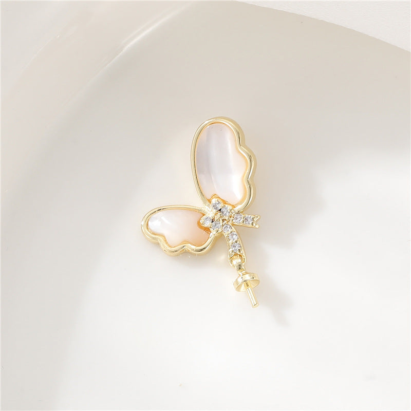 2 Lune Papillon Patte Charme Pendentif Résine Embellie 14K GF Perle Semi-Percée Perle Vierge