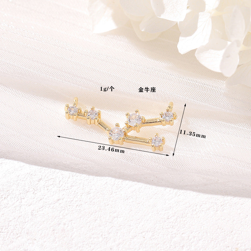 Pendentif à breloque zodiaque 2 étoiles orné de strass 14K GF