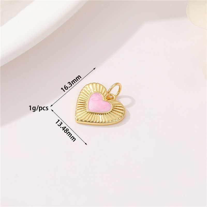 2 Heart Charm Pendant Rhinestone Embellished 14K GF