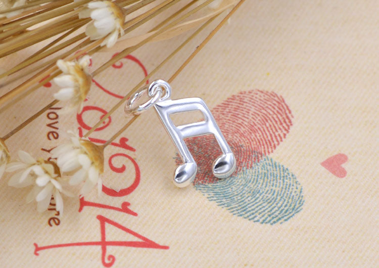 Pendentif à breloque en forme de petit signe de musique en argent sterling, recherche S925