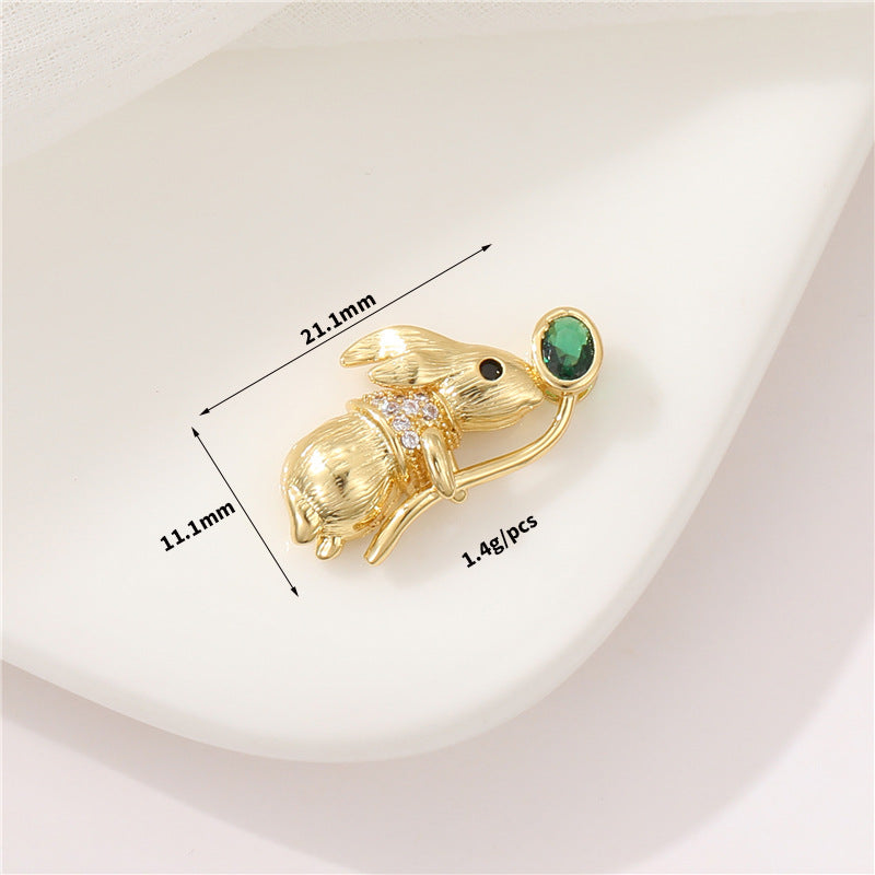 2 Chat Lapin Tortue Dinosaure Charme Pendentif Strass Embelli 14K GF
