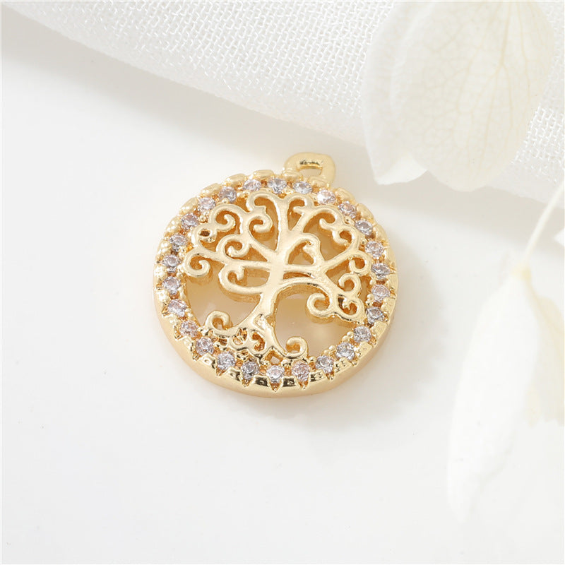 2 Harpe Arbre Moneybag Trompette Aile d’Ange Charme Pendentif Émail Époxy 14K GF Strass Embelli
