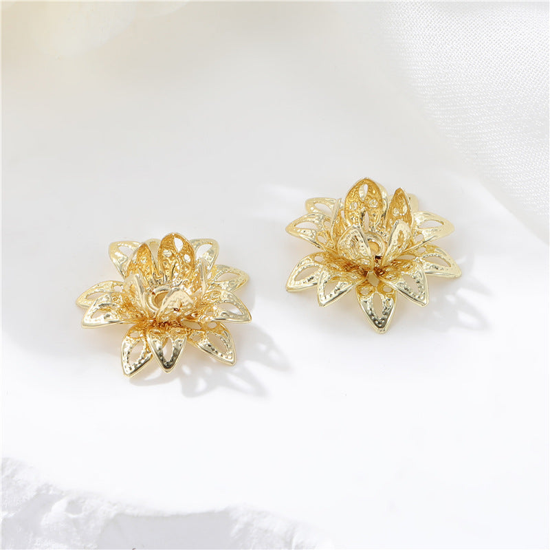 2 Coupe de capuchon de perles florales 14K GF Charm Beadwork Spacer