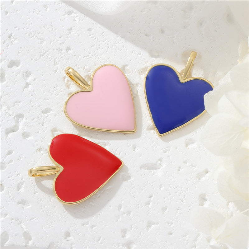 Pendentif à breloque 2 cœurs émail époxy 14K GF