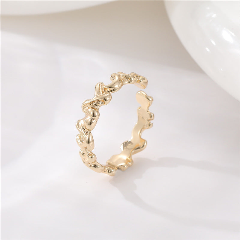 2 anneaux de déclaration noir blanc cercle ouvert émail époxy 14K GF
