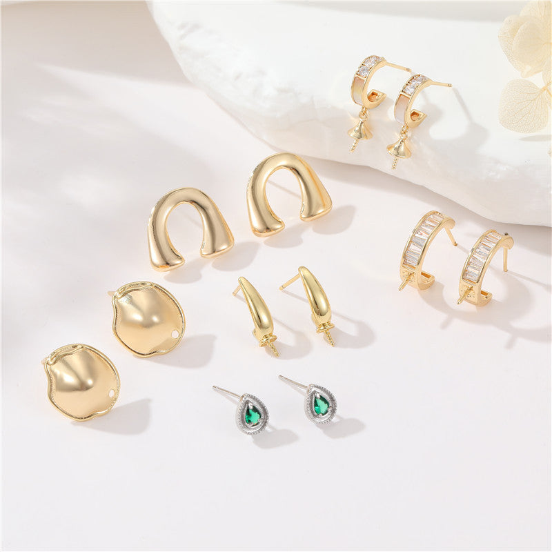 4 boucles d'oreilles goutte d'eau demi-cercle strass embellies 14K GF boucle d'oreille demi-percée perle vierge