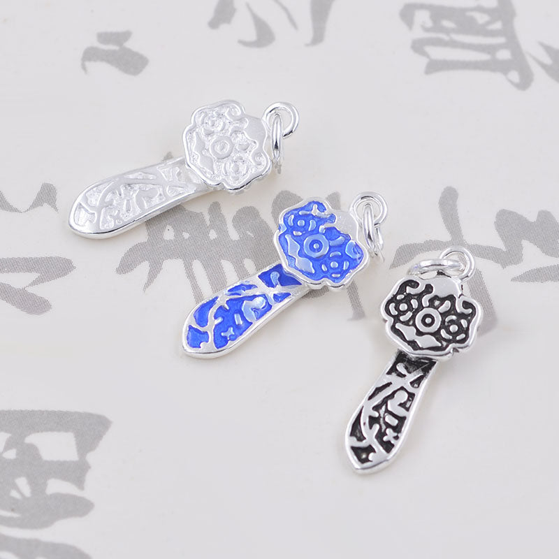 Pendentif à breloque Ruyi en argent Sterling émail époxy, recherche S925