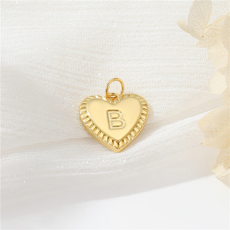 Pendentif à breloque 2 coeurs initiales Alphabet AZ 14K GF