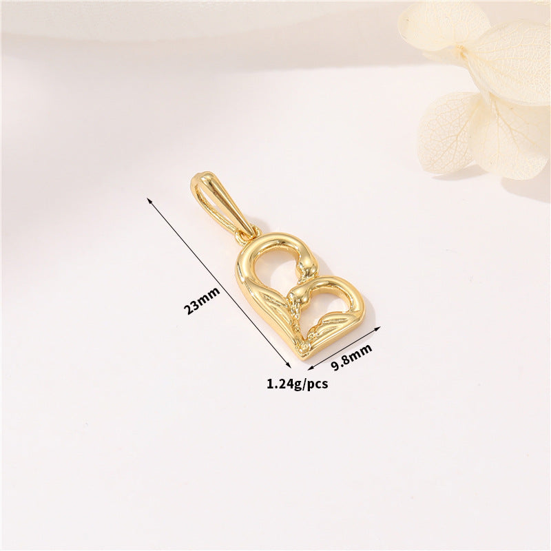 Pendentif à breloque AZ avec 2 ailes de cygne et initiales de l'alphabet 14K GF