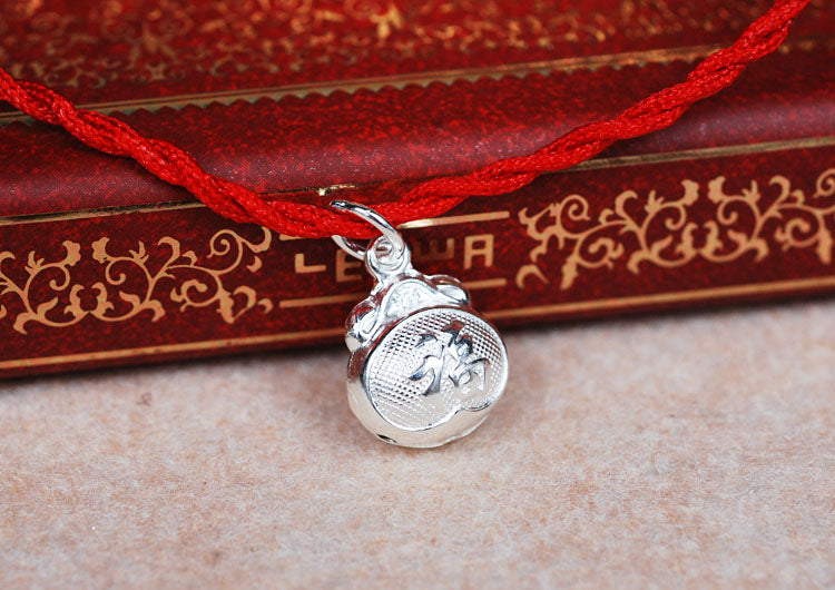 Sterling Silver Tiny Fu Longevity Lock Charm Pendant S925 Finding