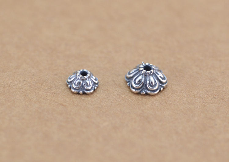 Sterling Silver Floral Bead Cap Cup S925 Finding