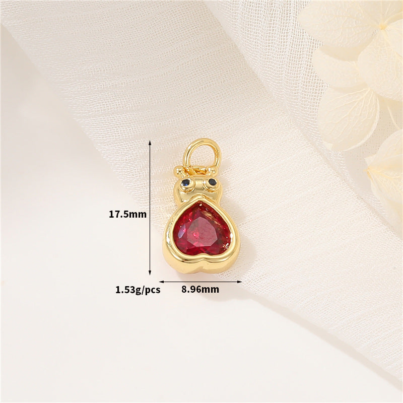 2 pendentifs à breloque coeur floral ornés de strass 14K GF