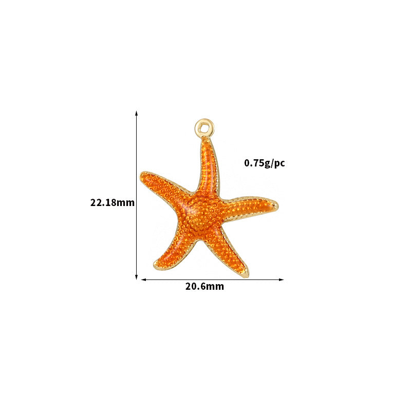 2 pendentifs à breloque étoile de mer émail époxy 14K GF