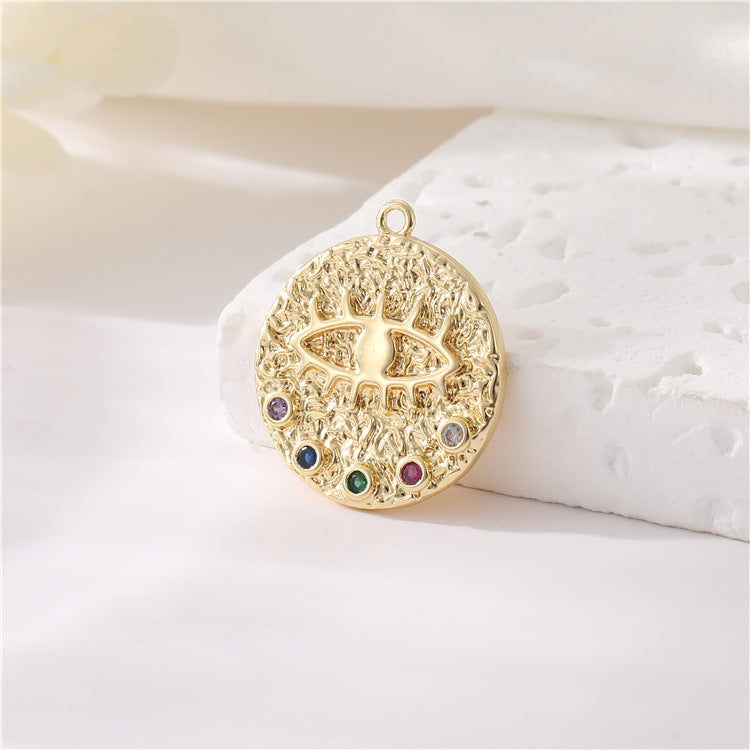2 Apollo Eye Smile Face Angel Caesar Coin Charm Pendentif Strass Embelli 14K GF