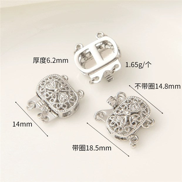 2 connecteurs à Double boucle pour fermoir Floral creux, connecteur de fermoirs pour collier et Bracelet, 14K GF