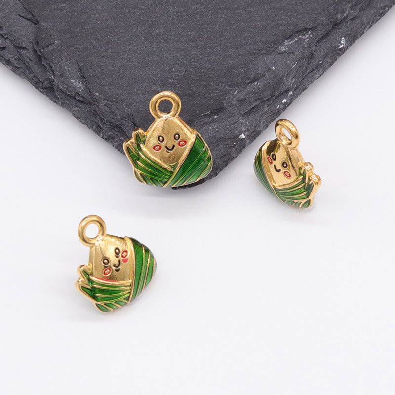 2 Zong Zi Charm Pendentif Émail Époxy 14K GF