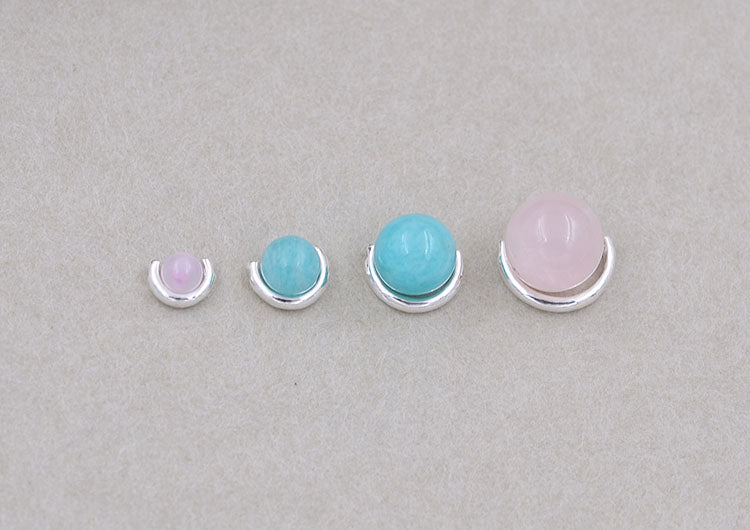 Argent sterling à travers le trou semi-rond cercle charme perle cadre perlage entretoise
