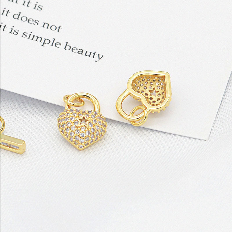 Connecteur de fermoirs ornés de strass 2 cœurs OT, 14K GF