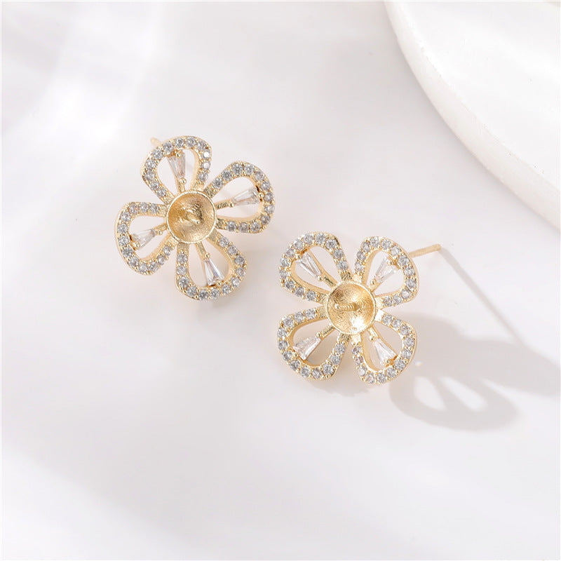 4 boucles d'oreilles papillon, signe de musique florale, lapin, spirale, ornées de strass, 14K GF, boucle d'oreille à moitié percée, perle vierge