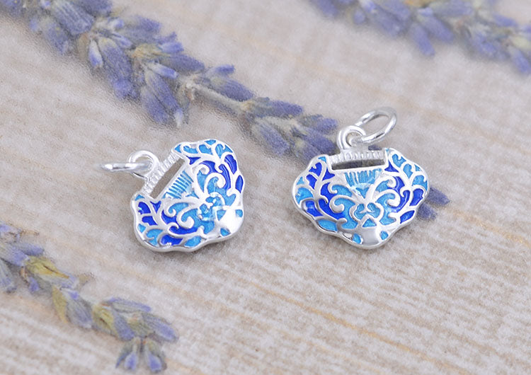 Pendentif à breloque de longévité en émail époxy en argent sterling S925
