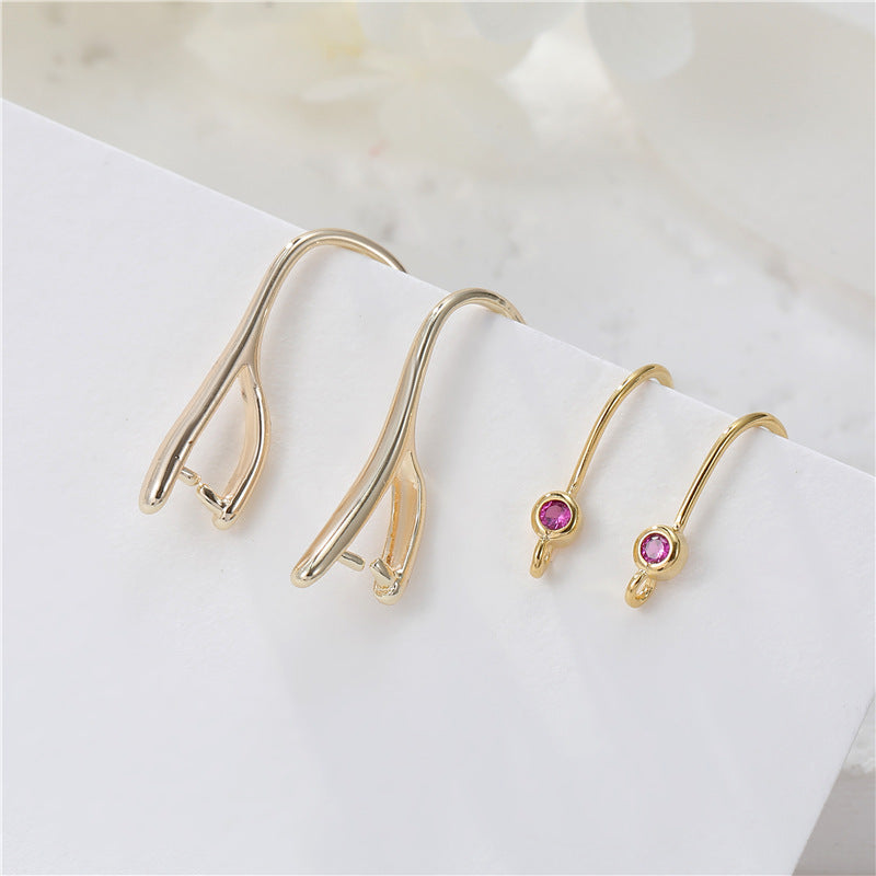 4 boucles d'oreilles à crochet Icepick avec boucle strass embellies 14K GF