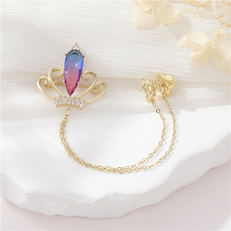 2 couronnes avec broche de chaîne de câble 14K GF strass embellie perle semi-percée perle vierge