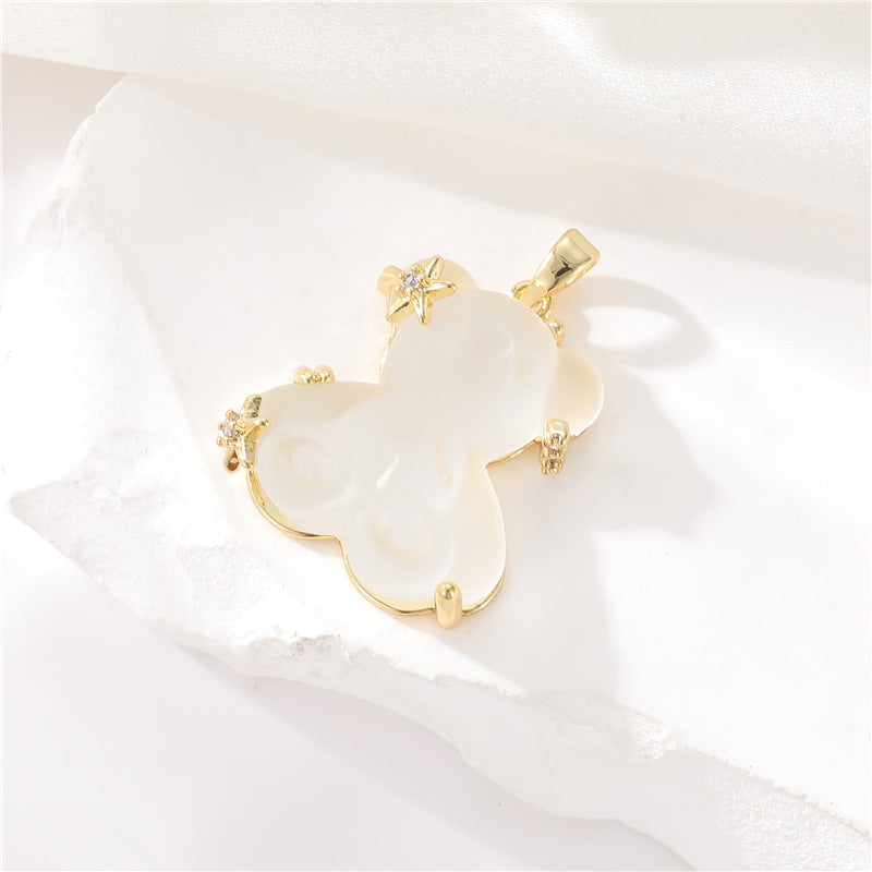 2 pendentif à breloque lapin ours strass incrusté 14K GF