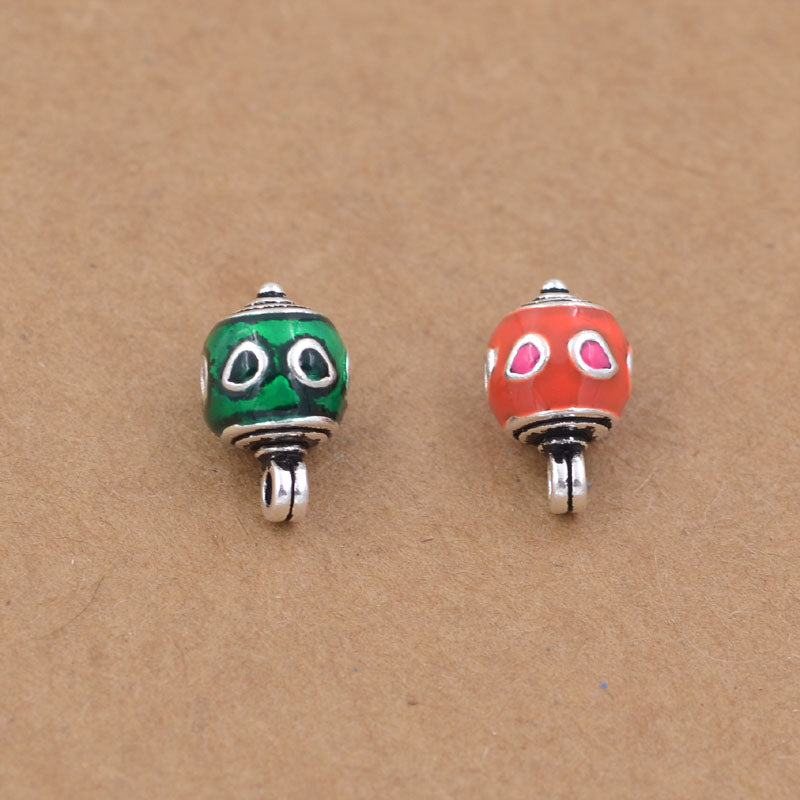 Sterling Silver Enamel Epoxy Round Bead Spacer with Loop S925 Finding